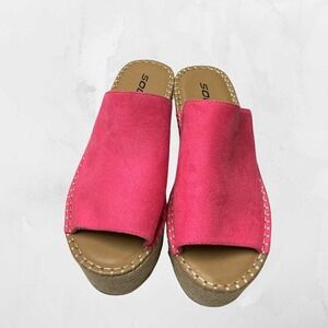 Soda Women's‎ Hot Pink Suede Espadrille Wedge Platform Slide Sandals Size 7